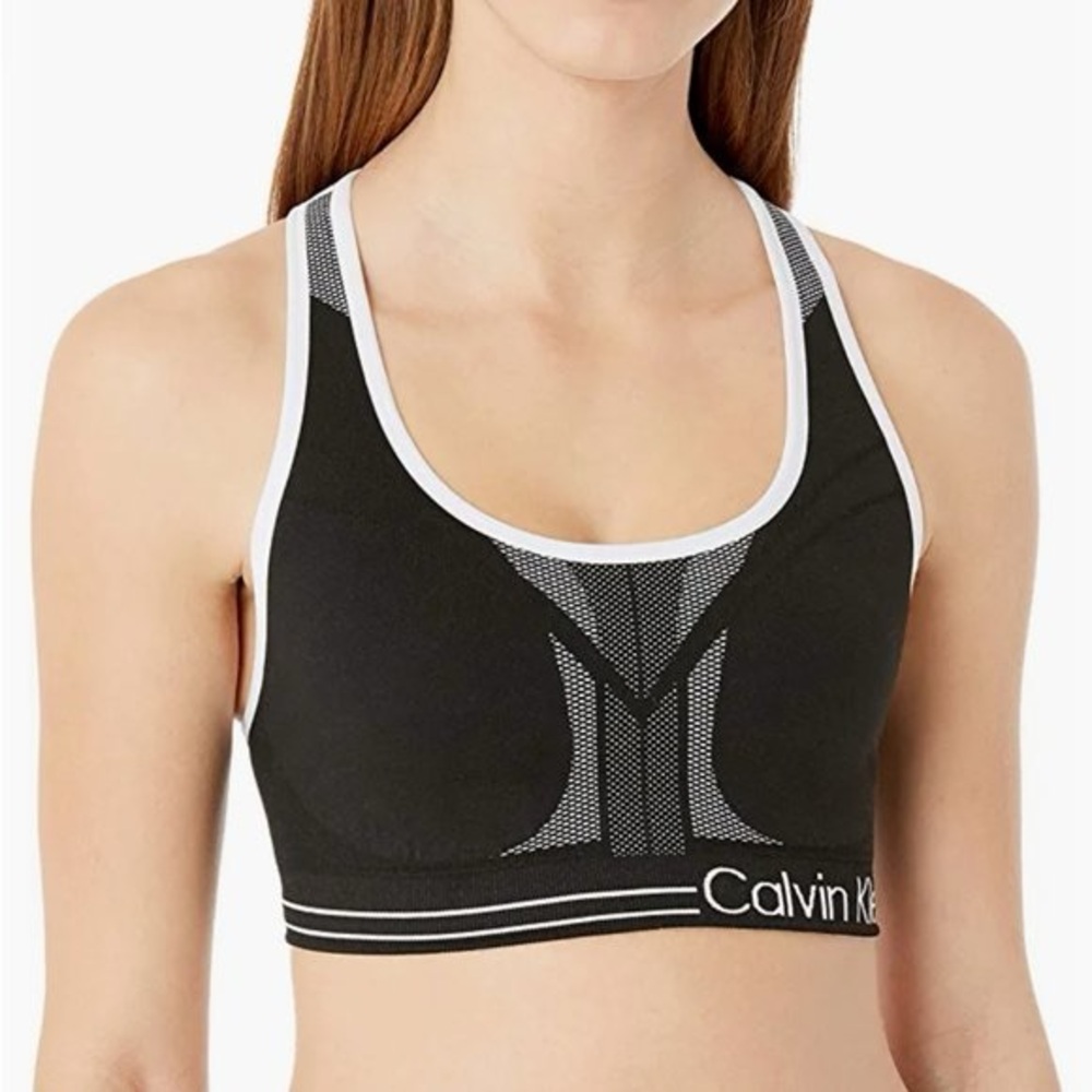 Calvin Klein Performance Reversible Medium Impact Sports Bra Black & Gray Size S
